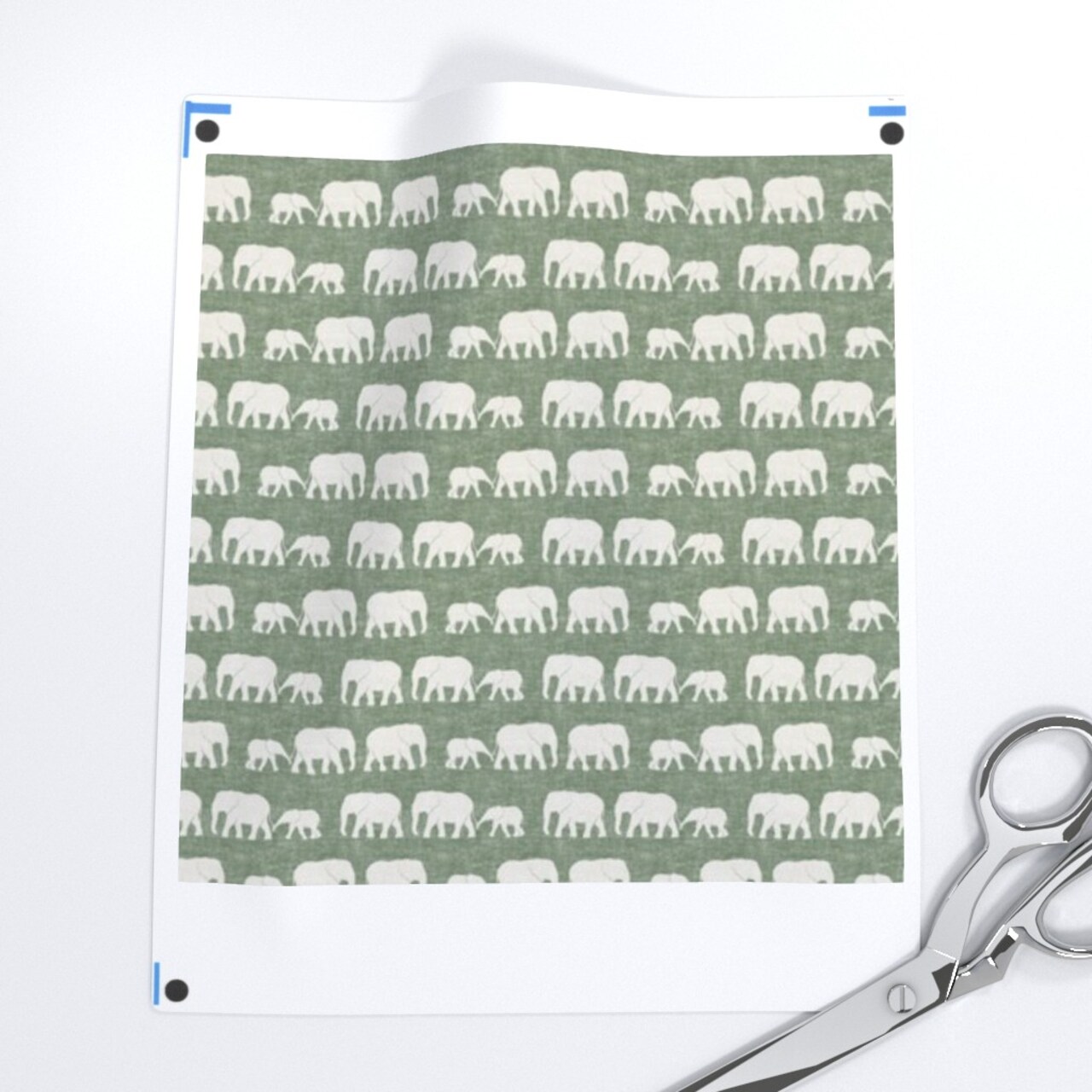 Tiny Elephants Sage Green Nursery Gender Neutral Safari Animals Small Scale Custom Printed Fabric by Spoonflower Various Fabrics by the Yard or Fat Quarter